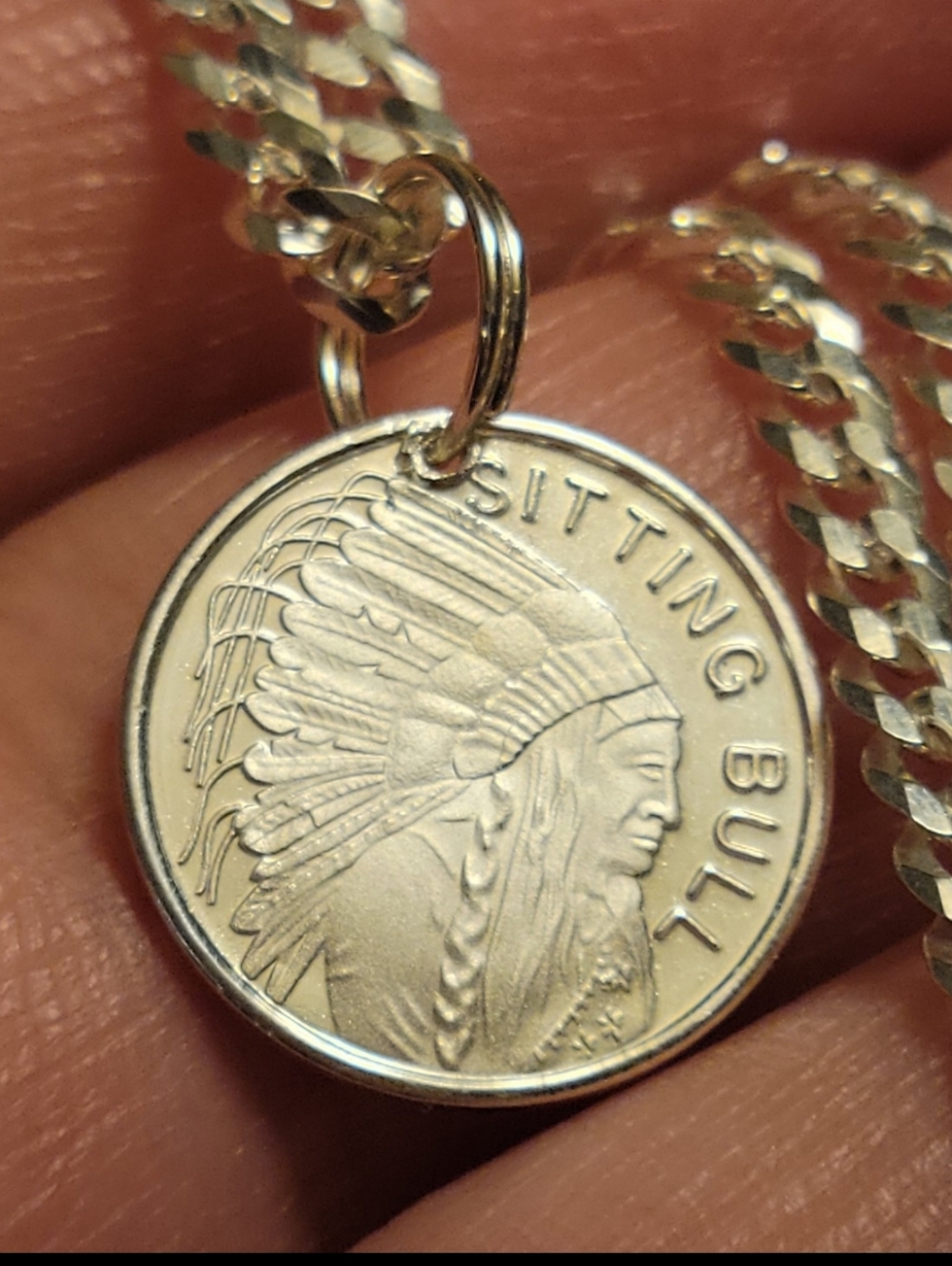 925 Ster Silver Native American Sitting Bull Pendant / Charm - Handmade (VTG)